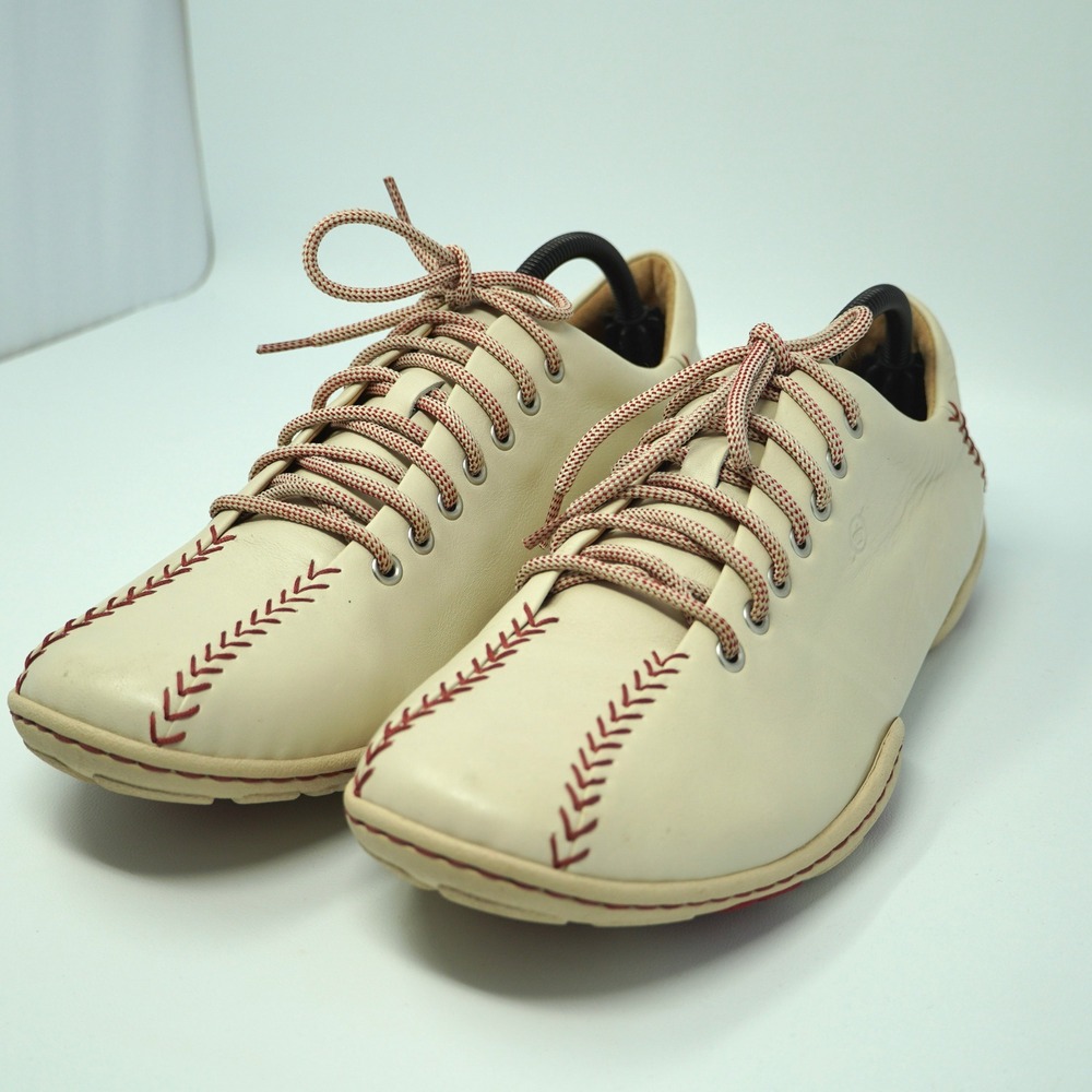 Børn Men's Sneakers 10 1/2 White Leather Baseball Stitch Low Top Casual Walking